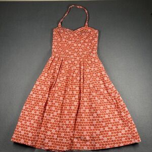 Bea & Dot Dress Womens Small Red Apple Print Fit Flare Sweetheart Sundress